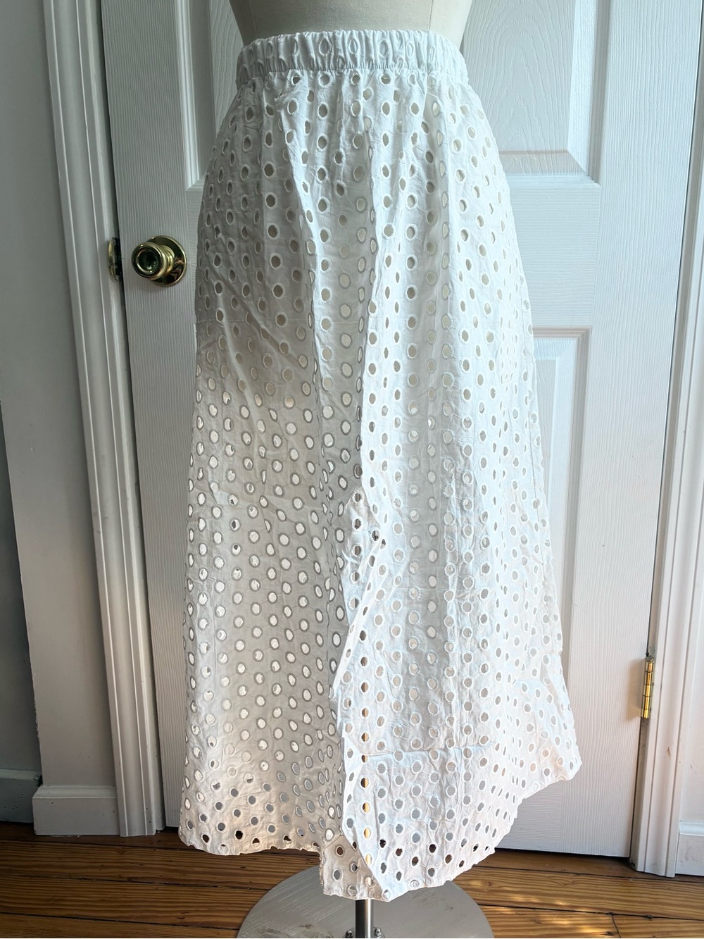 White Eyelet Midi Maxi Skirt